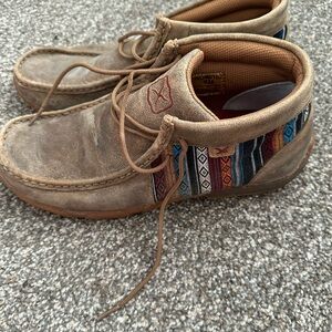 Twisted X Tan Ankle Boots with Patterned Accents